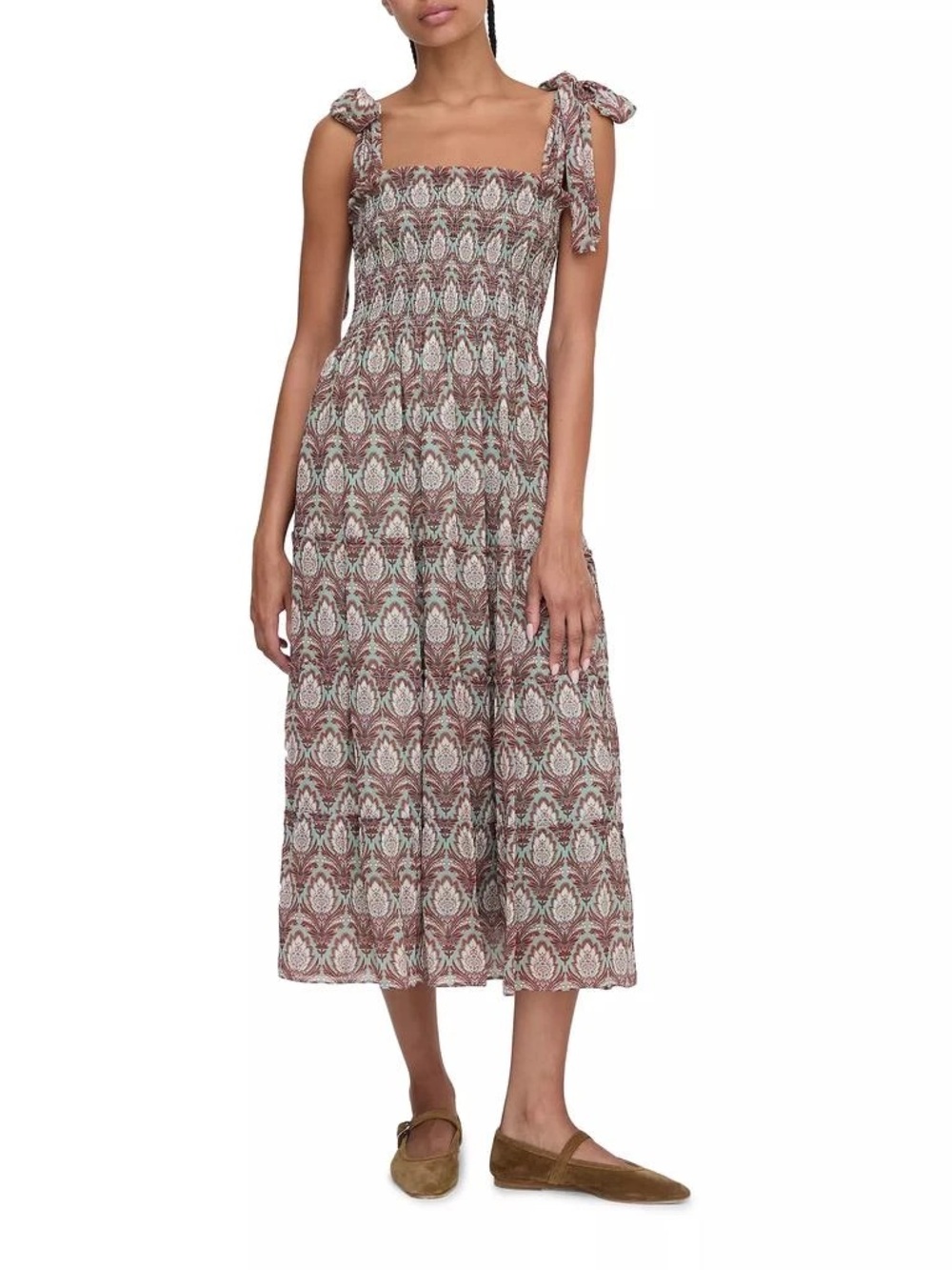 Hill House The Ribbon Ellie Nap Dress in Sage Pinecone - Picture 2 of 5